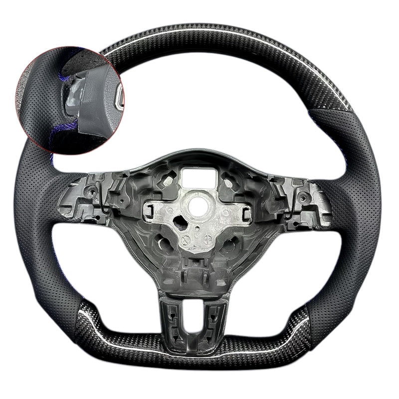 Carbon Fiber Steering Wheel with Leather/Alcantara for VW Golf MK6, Passat, Polo - EuroSpeed