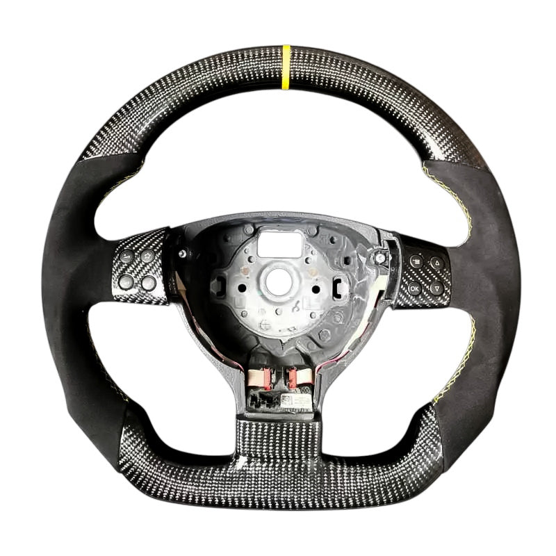 Carbon Fiber Steering Wheel with Leather/Alcantara for VW Golf MK5 - EuroSpeed