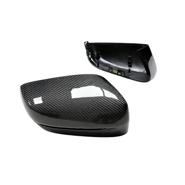 Carbon Fiber Mirror Cap Replacements for BMW 2, 3, 4, 5, 6, 7, and 8 Series (G42, G20, G28, G22, G23, G26 M400i, G30, G38, G32 GT, G11, G12, G14, G15, G16) - EuroSpeed