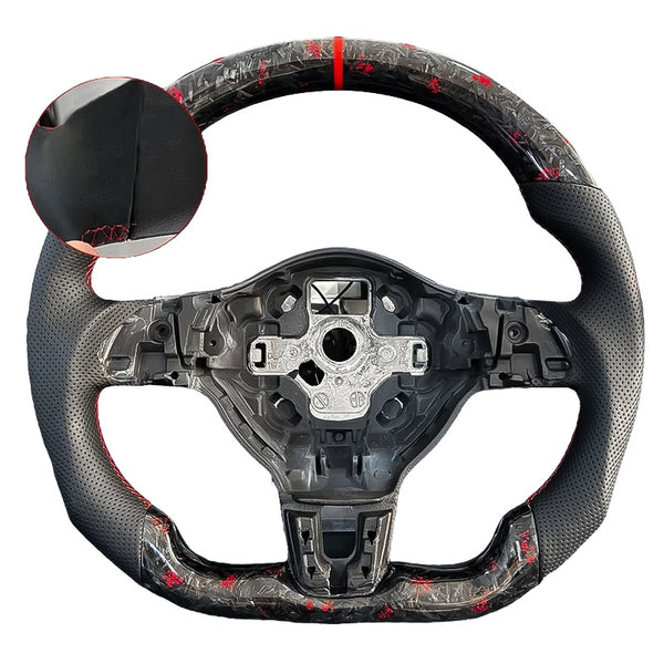 Carbon Fiber Steering Wheel with Leather/Alcantara for VW Golf MK6, Passat, Polo - EuroSpeed