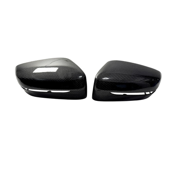 Carbon Fiber Mirror Cap Replacements for BMW 2, 3, 4, 5, 6, 7, and 8 Series (G42, G20, G28, G22, G23, G26 M400i, G30, G38, G32 GT, G11, G12, G14, G15, G16) - EuroSpeed