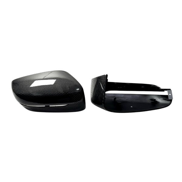 Carbon Fiber Mirror Cap Replacements for BMW 2, 3, 4, 5, 6, 7, and 8 Series (G42, G20, G28, G22, G23, G26 M400i, G30, G38, G32 GT, G11, G12, G14, G15, G16) - EuroSpeed