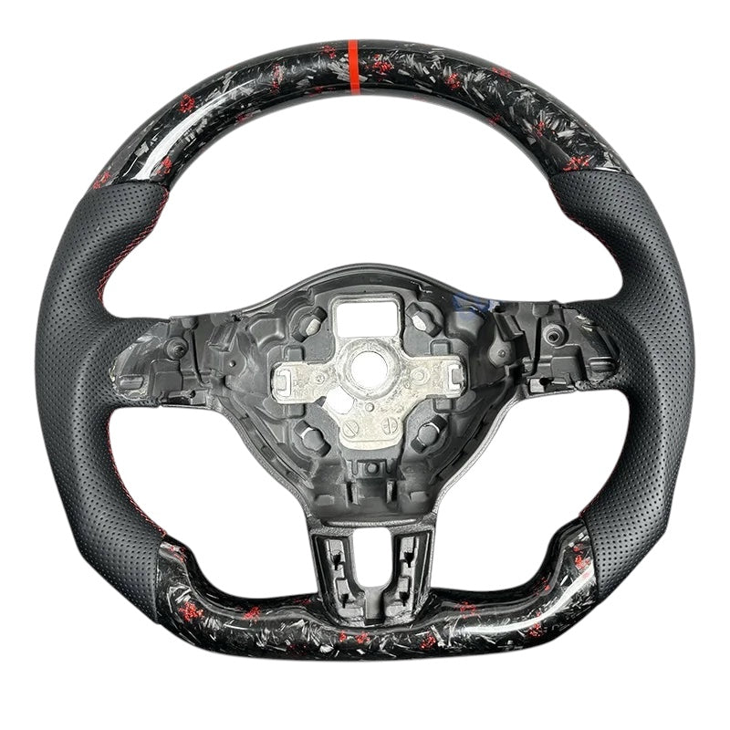 Carbon Fiber Steering Wheel with Leather/Alcantara for VW Golf MK6, Passat, Polo - EuroSpeed