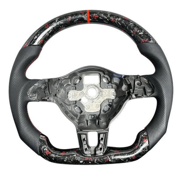 Carbon Fiber Steering Wheel with Leather/Alcantara for VW Golf MK6, Passat, Polo - EuroSpeed