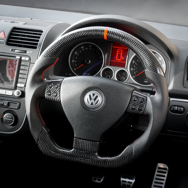 Carbon Fiber Steering Wheel with Leather/Alcantara for VW Golf MK5 - EuroSpeed