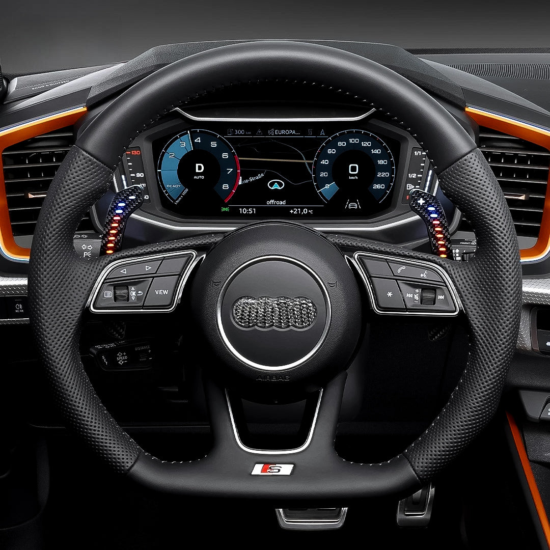 Carbon Fiber Magnetic LED Paddle Shifter for Audi A1, A3, A5, A8, Q3, Q4, Q5, Q7, Q8, S1, S3, S5, SQ5, SQ8, RS3, RS5, RSQ5 - EuroSpeed