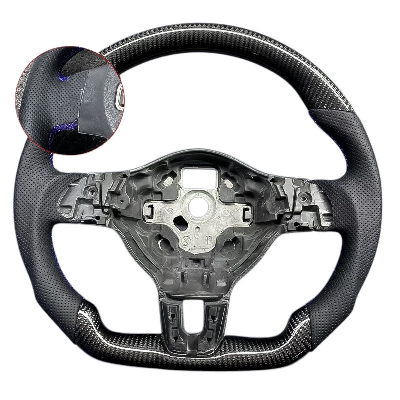 Carbon Fiber Steering Wheel with Leather/Alcantara for VW Golf MK6, Passat, Polo - EuroSpeed