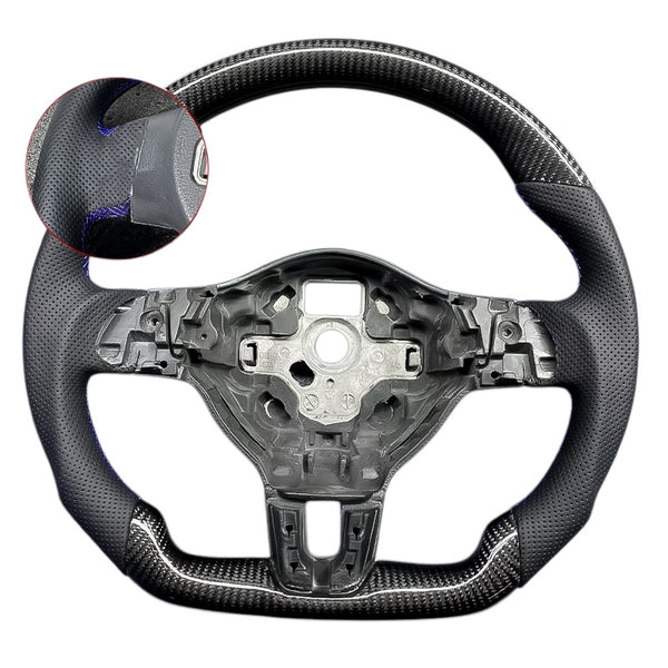 Carbon Fiber Steering Wheel with Leather/Alcantara for VW Golf MK6, Passat, Polo - EuroSpeed