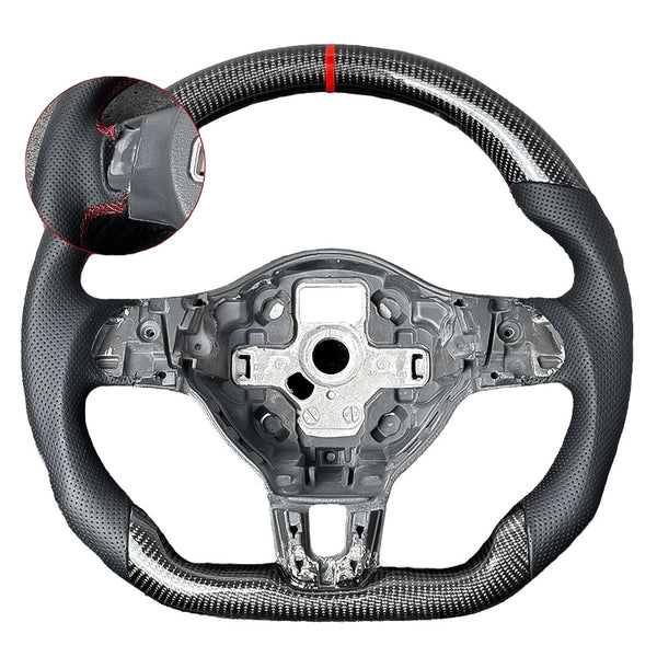 Carbon Fiber Steering Wheel with Leather/Alcantara for VW Golf MK6, Passat, Polo - EuroSpeed
