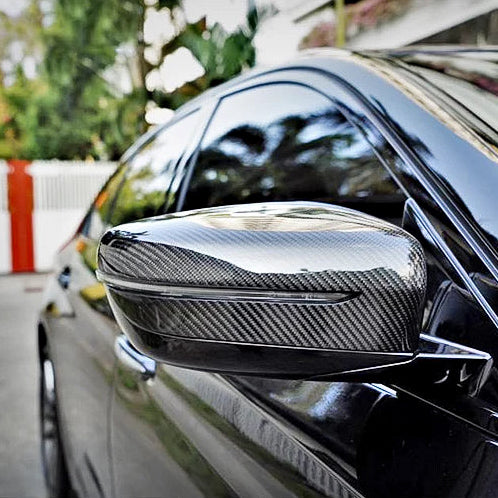 Carbon Fiber Mirror Cap Replacements for BMW 2, 3, 4, 5, 6, 7, and 8 Series (G42, G20, G28, G22, G23, G26 M400i, G30, G38, G32 GT, G11, G12, G14, G15, G16) - EuroSpeed