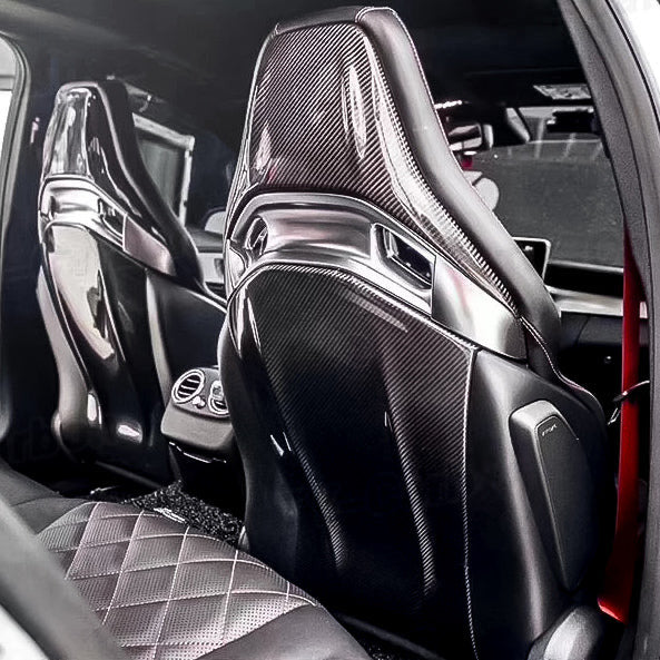 Carbon Fiber Seat Back Cover Trims for Mercedes-Benz A-Class CLA-Class GLA-Class - EuroSpeed