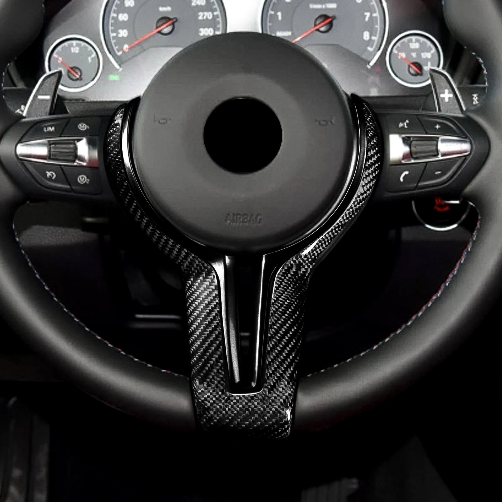 Carbon Fiber Steering Wheel Trim For BMW M Series F80 F82 F10 F06 F12 F13 F15 F16 & M Models (1-6 Series) - EuroSpeed