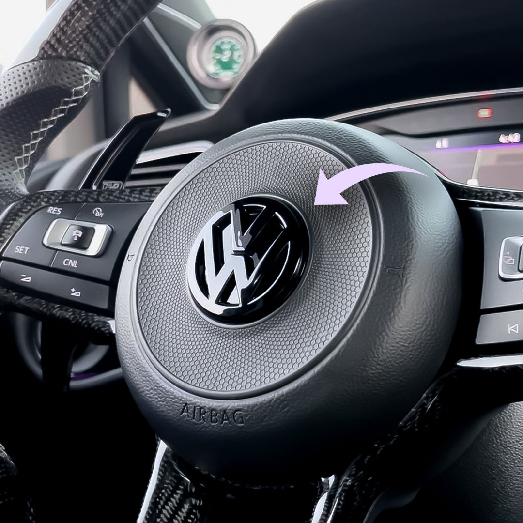 Steering Wheel VW Emblem Cover (Gloss Black) for Volkswagen Golf MK7/7.5