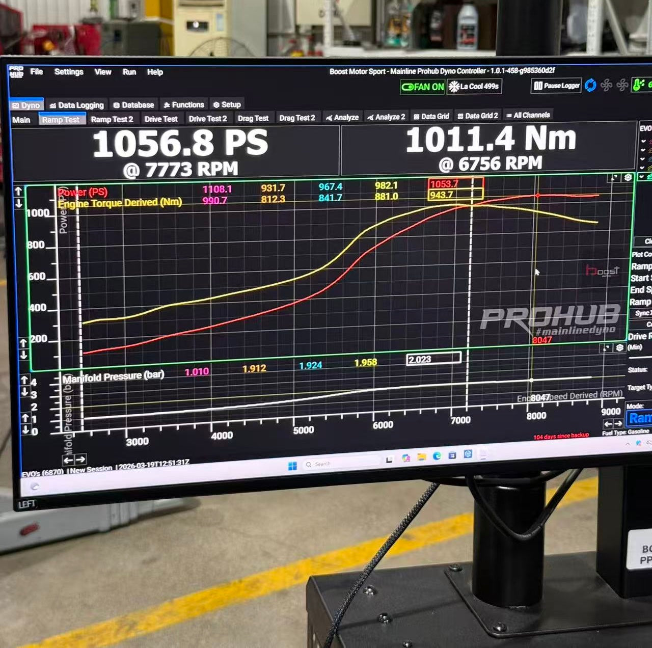 Lamborghini Huracan V10 Twin Turbo — 1056 WHP Dyno Chart