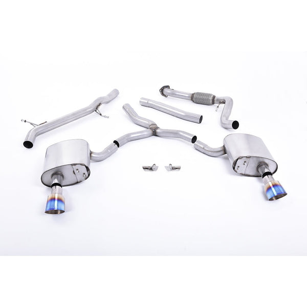 Milltek Sport Non-Resonated Cat-Back Exhaust (Audi B9 A4 2.0 TFSI Burnt Titanium Tips) for Audi A4 B9 (2016–2023)