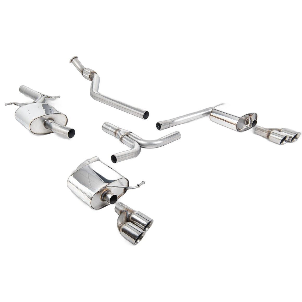 Milltek Sport Resonated Cat-Back Exhaust (Audi B8 A4 2.0 TFSI Polished Tips) for Audi A4 B8 (2008–2015)