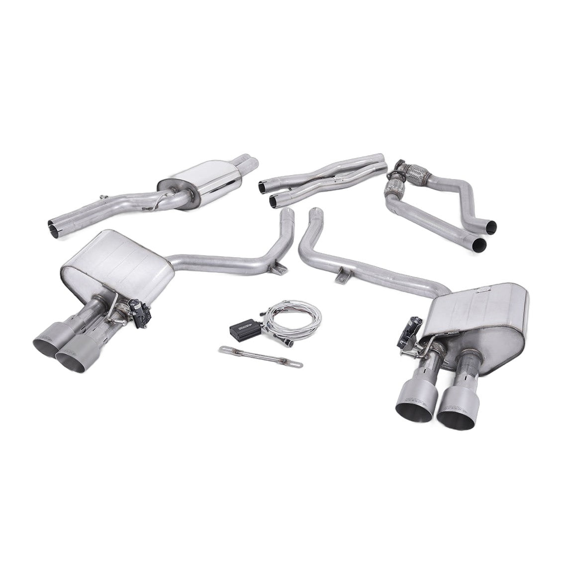 Milltek Sport Valved Cat-Back Exhaust (Audi B8.5 S4 S5 Brushed Titanium Tips) for Audi S4 B8.5, S5 B8.5 (2011–2016)