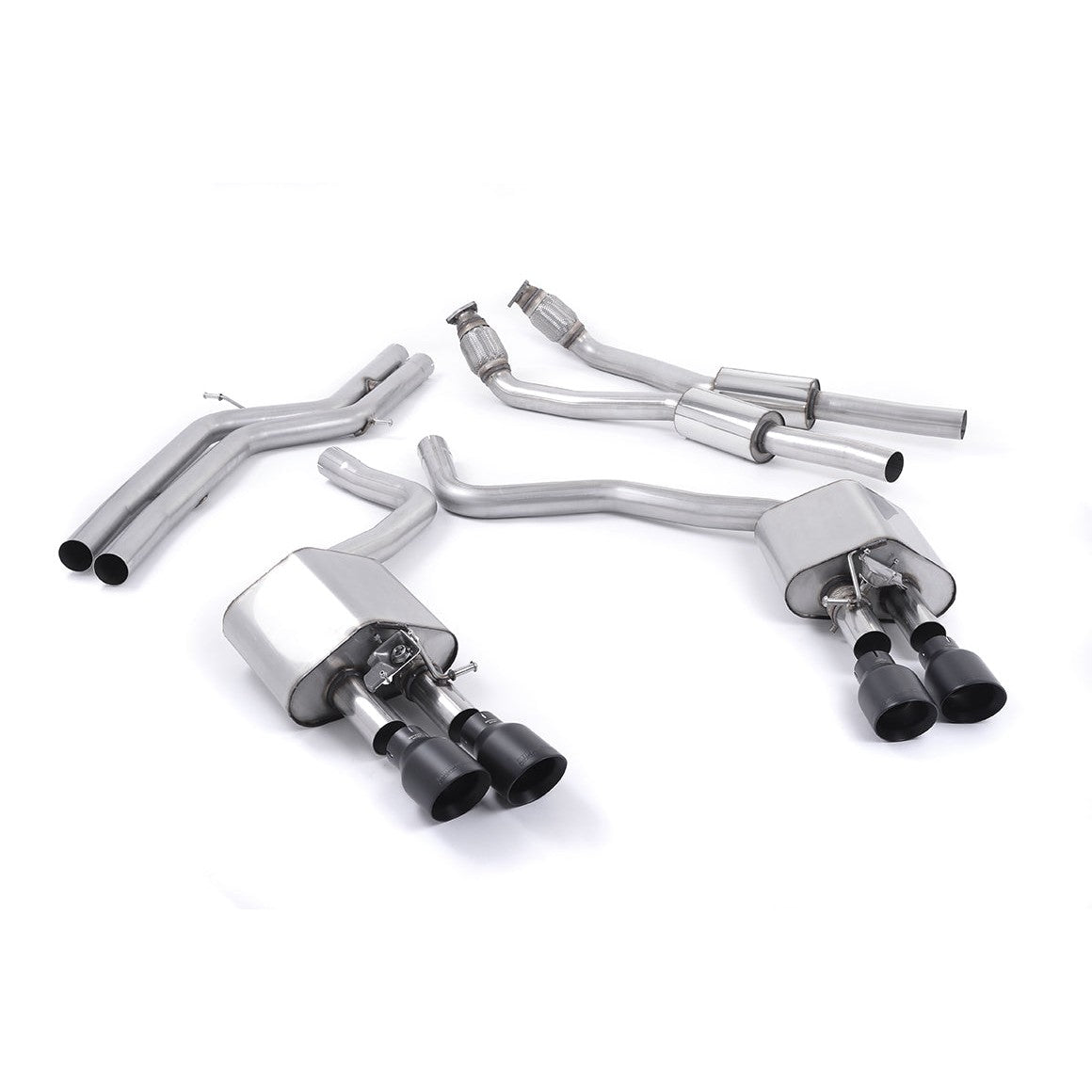 Milltek Sport Valved Non-Resonated Cat-Back Exhaust (Audi C7 S6 S7 Cerakote Black Tips) for Audi S6 C7 (2012–2018)