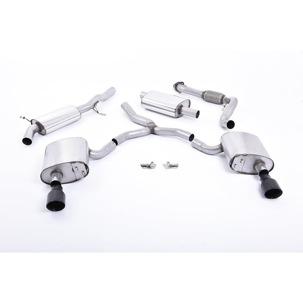 Milltek Sport Resonated Cat-Back Exhaust (Audi B9 A4 2.0 TFSI Quattro Cerakote Black Tips) for Audi A4 B9 (2016–2023)