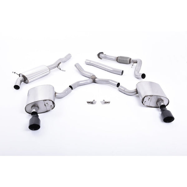 Milltek Sport Road+ Cat-Back Exhaust (Audi B9 A4 2.0 TFSI Quattro Cerakote Black Tips) for Audi A4 B9 (2016–2023)