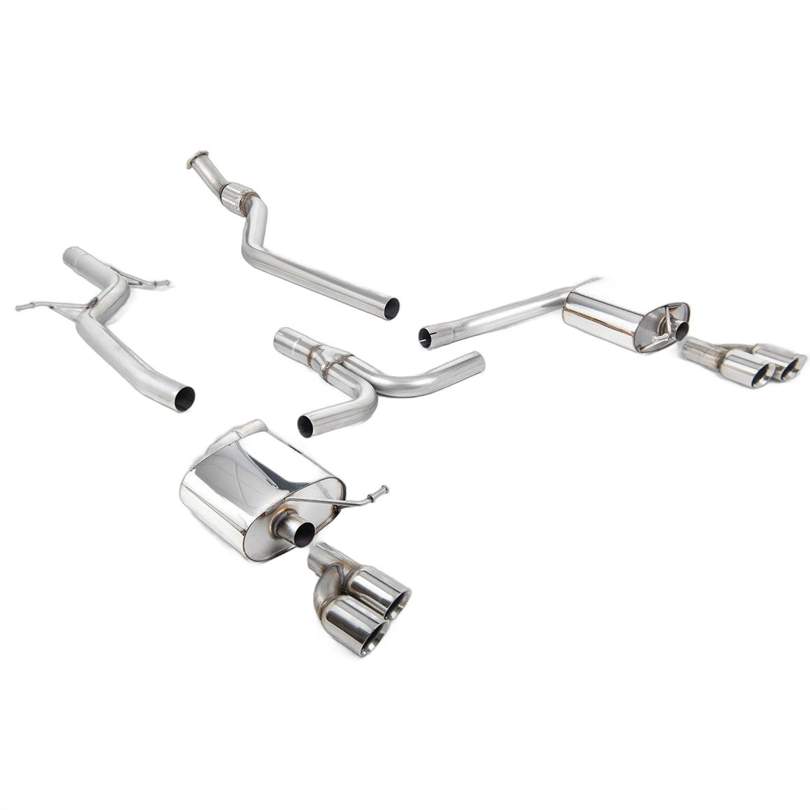 Milltek Sport Non-Resonated Cat-Back Exhaust (SSXAU627) for Audi A4 B8 (2008–2015)