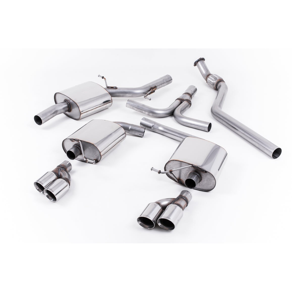 Milltek Sport Resonated Quad-Outlet Cat-Back Exhaust (Audi B8 A5 2.0 TFSI Polished Tips) for Audi A5 B8 (2008–2012)