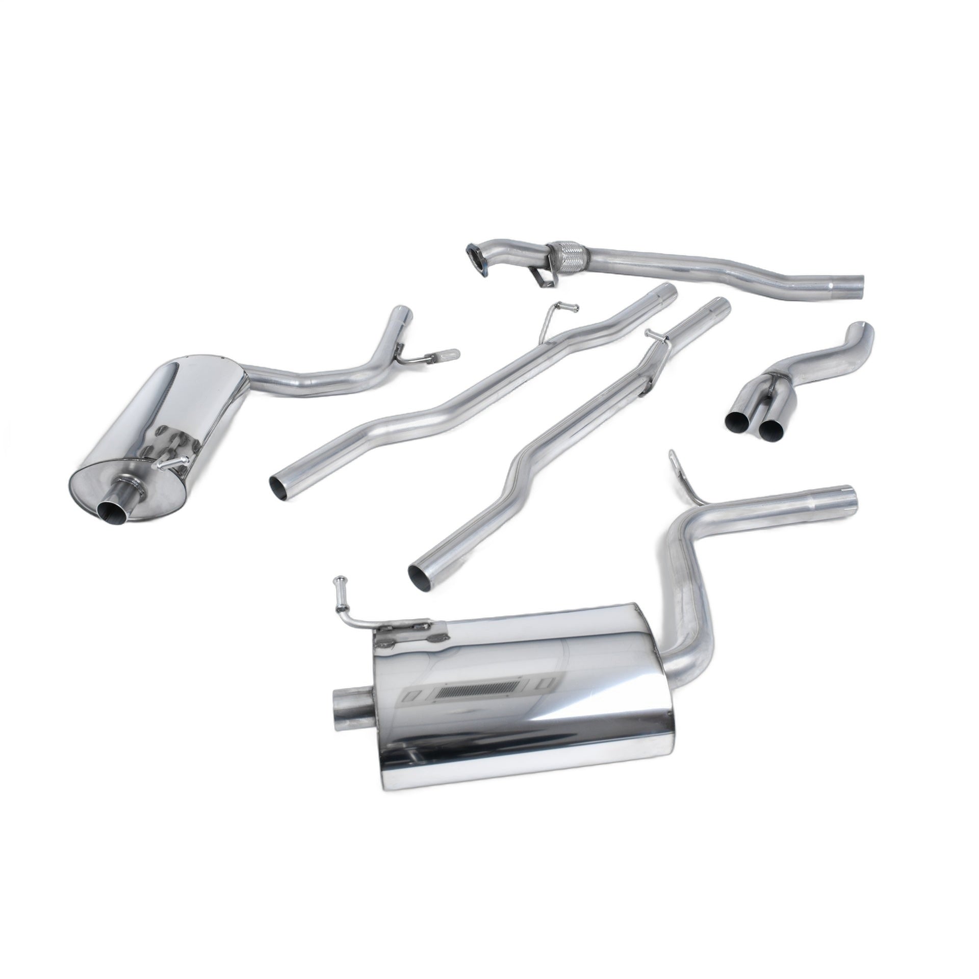 Milltek Sport Non-Resonated Cat-Back Exhaust (Audi B6 A4 1.8T 100mm Jet Tips) for Audi A4 B6 (2003–2005)