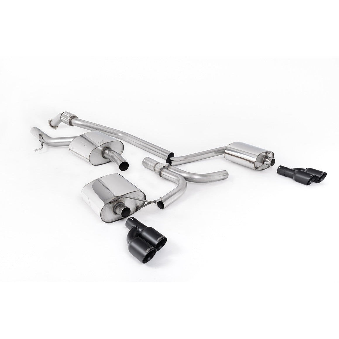Milltek Sport Resonated Quad-Outlet Cat-Back Exhaust (2.0 TFSI Cerakote Black Tips) for Audi A5 B8 (2008–2012)
