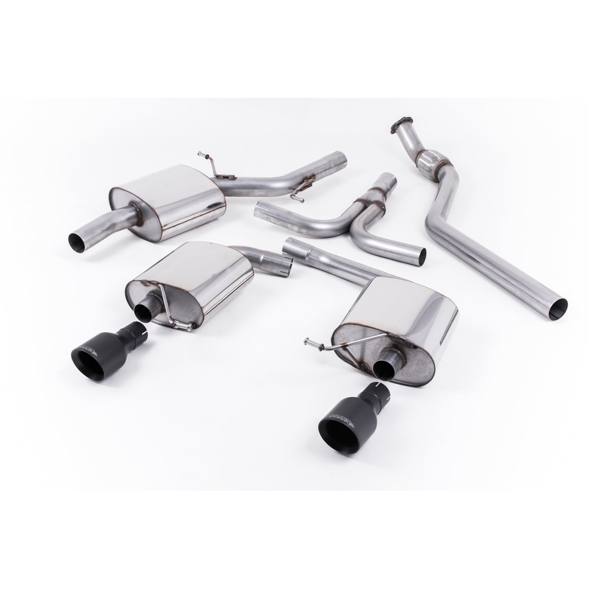 Milltek Sport Resonated Dual-Outlet Cat-Back Exhaust (2.0 TFSI Cerakote Black Tips) for Audi A5 B8 (2008–2012)