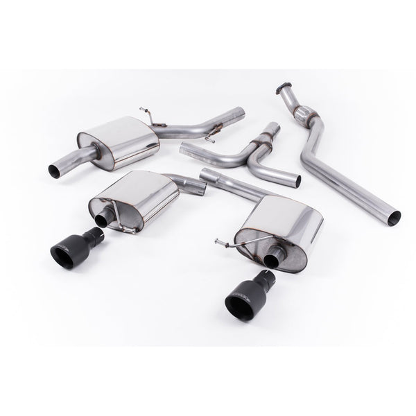 Milltek Sport Resonated Dual-Outlet Cat-Back Exhaust (2.0 TFSI Cerakote Black Tips) for Audi A5 B8 (2008–2012)