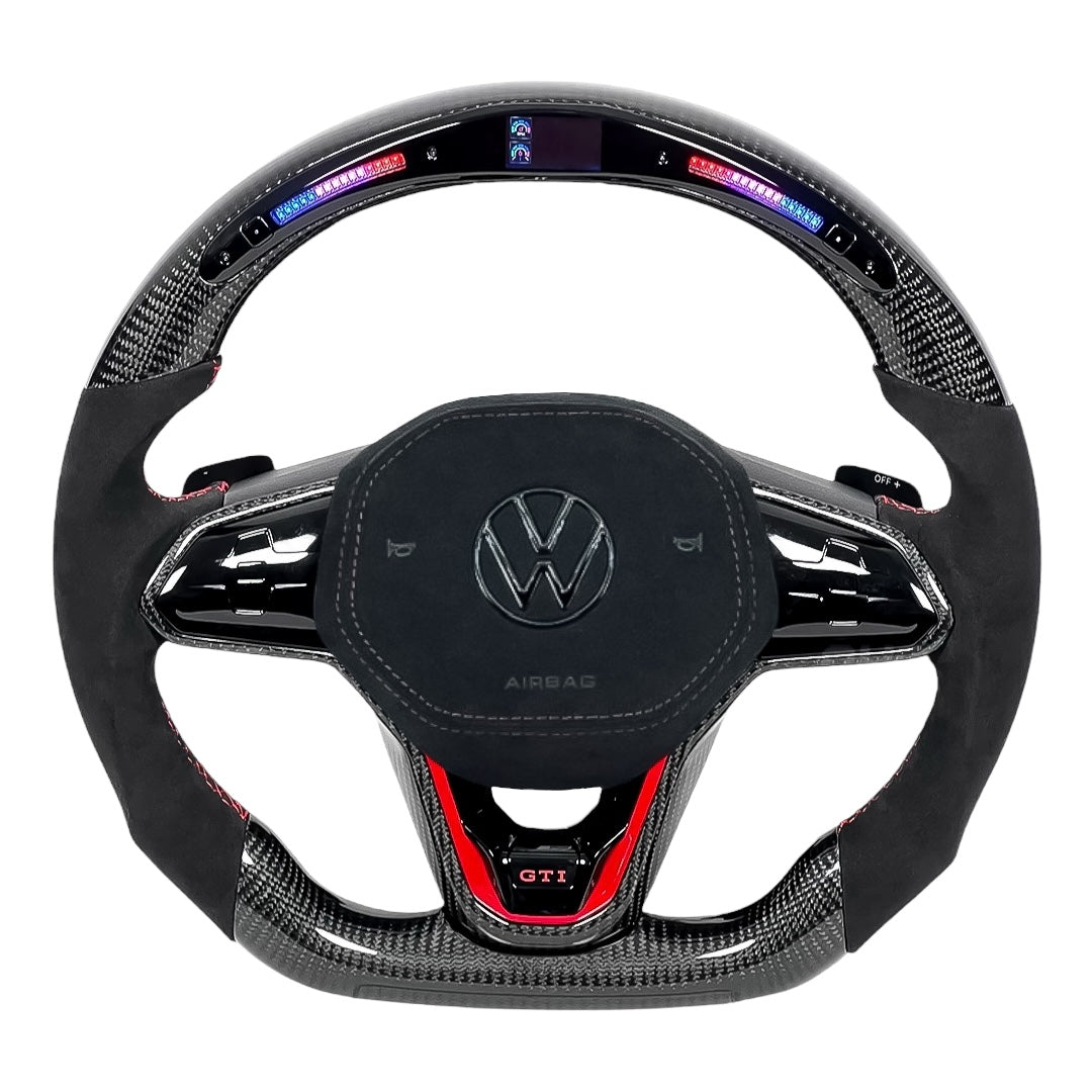 Custom Leather or Alcantara Airbag Cover for for VW Golf MK8, Jetta, Passat, Arteon, Tiguan, Taos, Polo, Atlas, ID.4