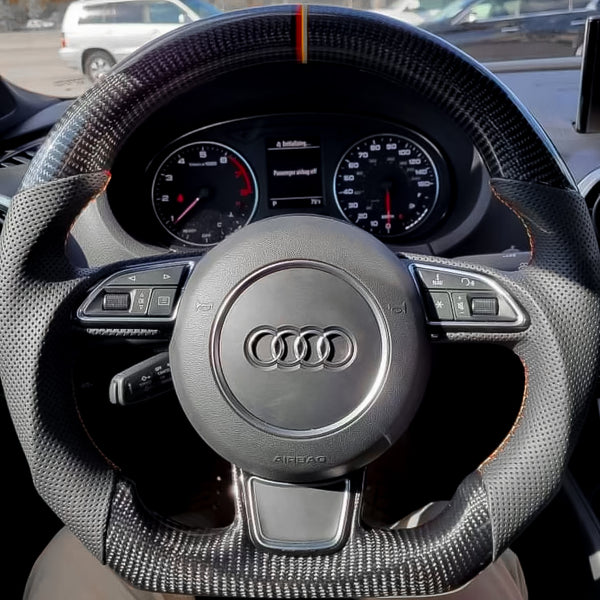 Carbon Fiber Steering Wheel for 2014–2016 A3/S3/RS3 (8V), 2013–2016 Audi A4/S4/RS4 & A5/S5/RS5 (B8.5), 2012–2018 A6/S6/RS6 & A7/S7/RS7 (C7/C7.5) - EuroSpeed