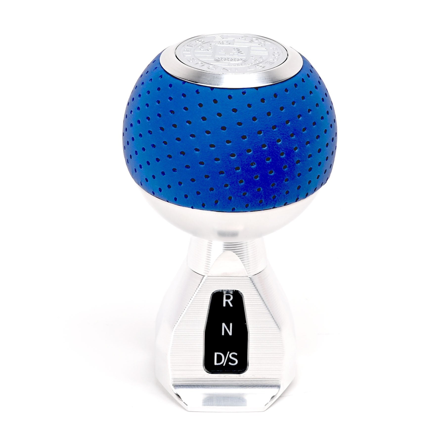 BFI GS2 Heavy Weight Shift Knob, Auto / DSG for Volkswagen Golf MK8 & Atlas Mk1 (2019–2026) - Maritime Blue Air Leather / Machined Finish