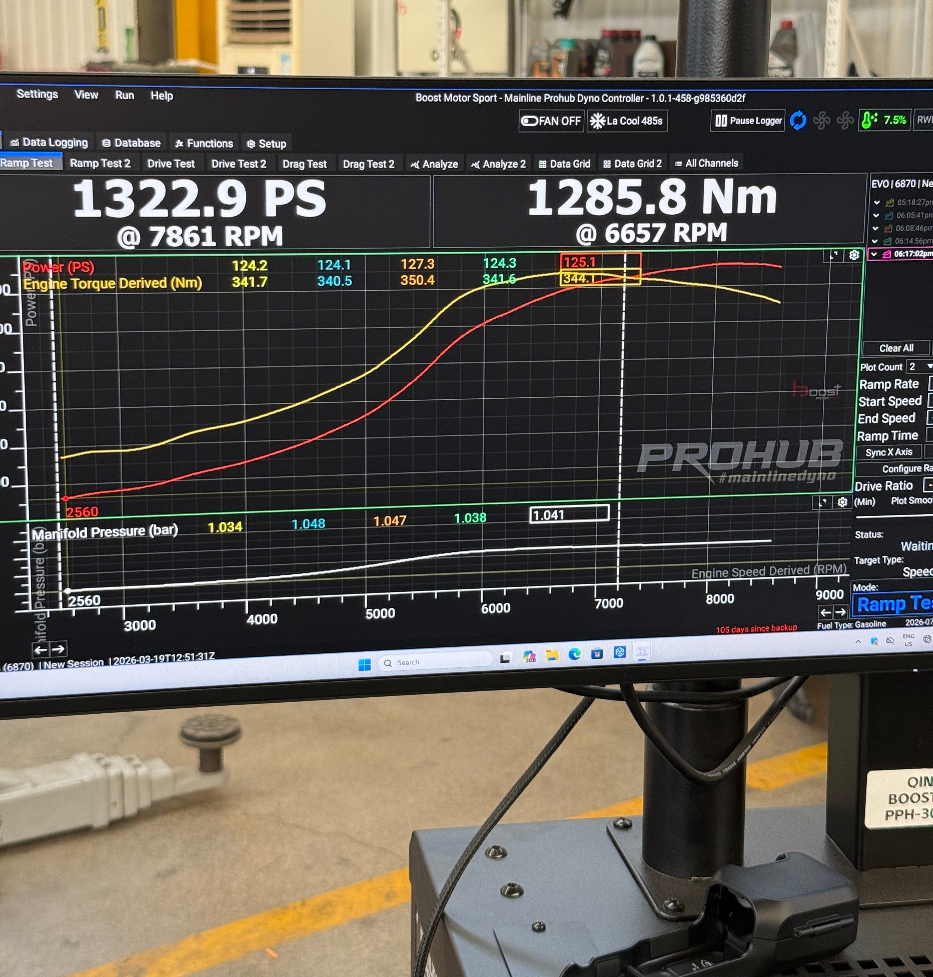 Lamborghini Huracan V10 Twin Turbo — 1322 WHP E30 Dyno Chart