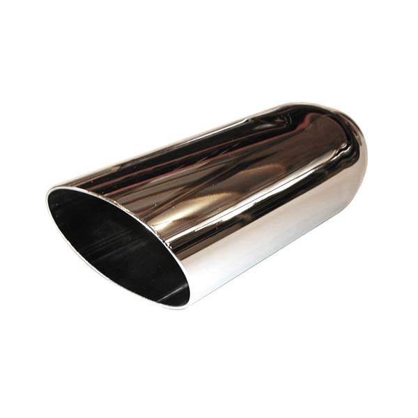 Techtonics Tuning Chrome Single Oval Angle Exhaust Tip, 4" x 10" (2.25" Inlet) - Universal
