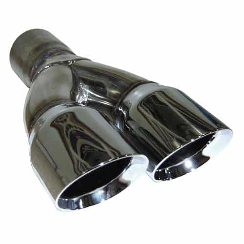 Techtonics Tuning Stainless Steel 3" Dual Angle Cut Double Wall Exhaust Tip (Fits 2.25" Pipe) - Universal