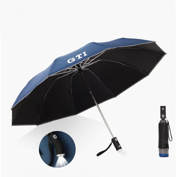 Reflective “GTI” Rain Umbrella - Built-In Flashlight