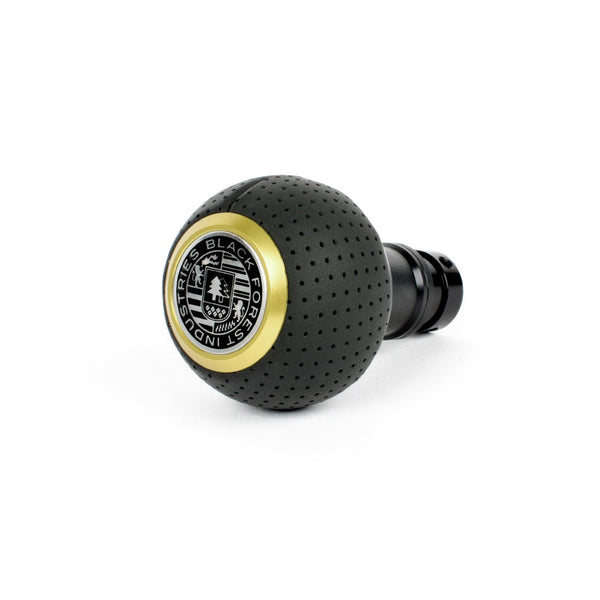 BFI GS2 Heavy Weight Shift Knob for Audi R8 42 / 4S (2006–2024) - Black Air Leather / Black Anodized w/ Gold Top / V1