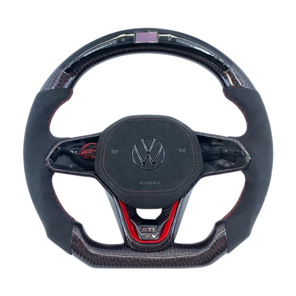 Custom Leather or Alcantara Airbag Cover for for VW Golf MK8, Jetta, Passat, Arteon, Tiguan, Taos, Polo, Atlas, ID.4