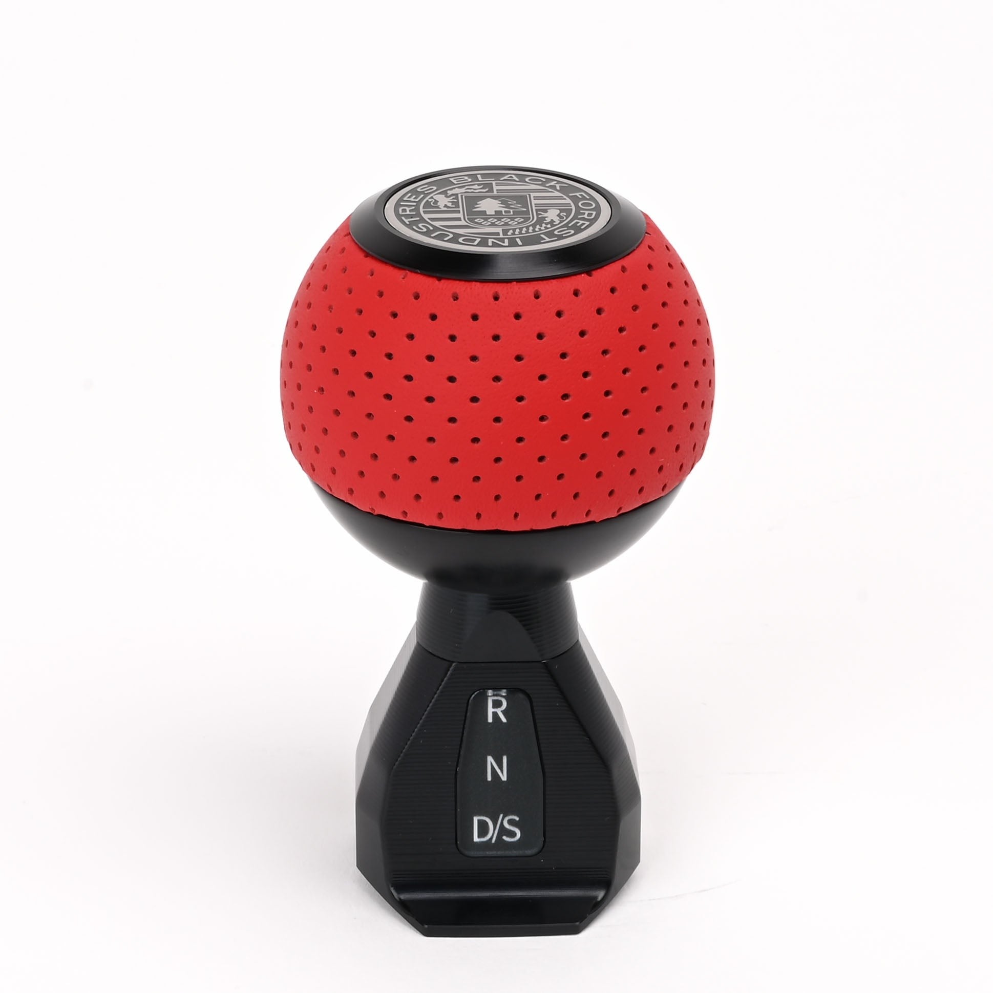 BFI GS2 Heavy Weight Shift Knob, Auto / DSG for Volkswagen Golf MK8 & Atlas Mk1 (2019–2026) - Rosso Centaurus Air Leather / Black Anodized