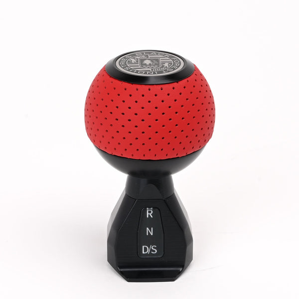 BFI GS2 Heavy Weight Shift Knob, Auto / DSG for Volkswagen Golf MK8 & Atlas Mk1 (2019–2026) - Rosso Centaurus Air Leather / Black Anodized