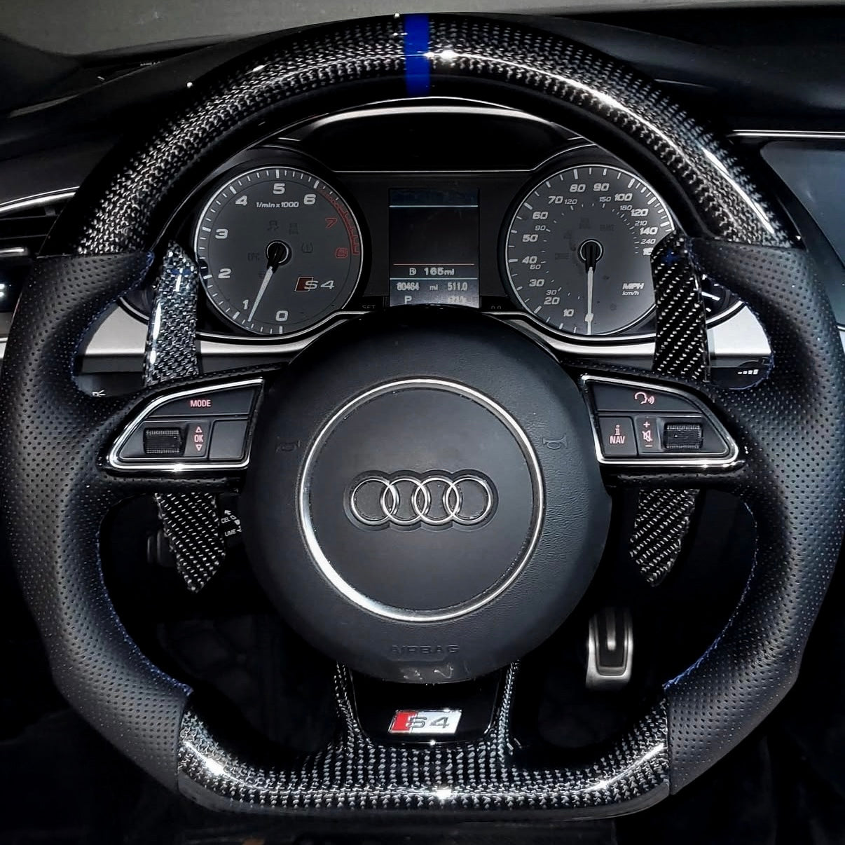 Carbon Fiber Steering Wheel for 2014–2016 A3/S3/RS3 (8V), 2013–2016 Audi A4/S4/RS4 & A5/S5/RS5 (B8.5), 2012–2018 A6/S6/RS6 & A7/S7/RS7 (C7/C7.5) - EuroSpeed