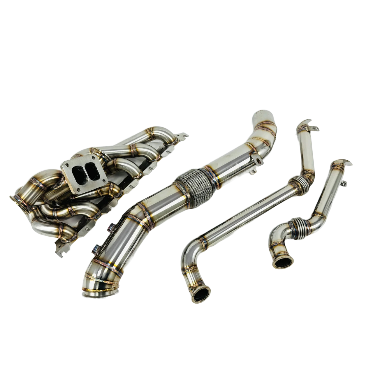 304 Stainless Steel T4 Twin-Scroll Turbo Manifold & 3.5-Inch Downpipe Kit — BMW B58 F-Series & G-Series (2016–2019)