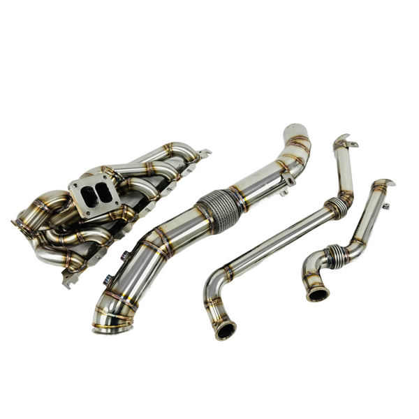304 Stainless Steel T4 Twin-Scroll Turbo Manifold & 3.5-Inch Downpipe Kit — BMW B58 F-Series & G-Series (2016–2019)