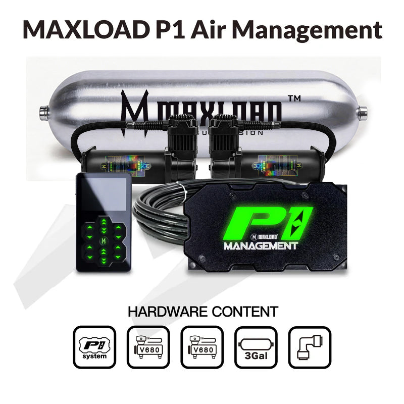 MaxLoad P1 Air Management Kit - Dual 400C Compressors & 3 Gallon Tank