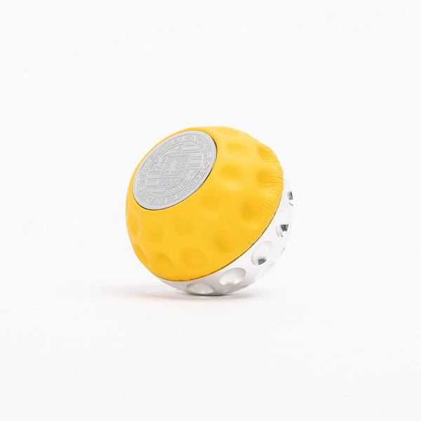 BFI GSB Heavy Weight Shift Knob, Universal - Giallo Taurus Yellow Napa Leather / Machined Finish / Metric
