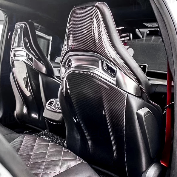 Carbon Fiber Seat Back Cover Trims for Mercedes-Benz A-Class CLA-Class GLA-Class