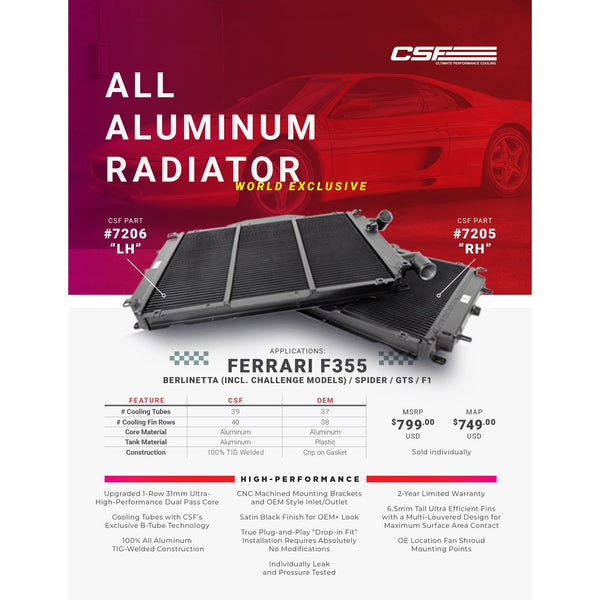 CSF Race Radiator for 94-99 Ferrari F355