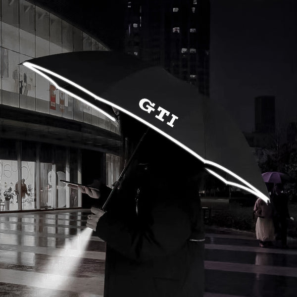 Reflective GTI Rain Umbrella - Auto Open with Built-In Flashlight