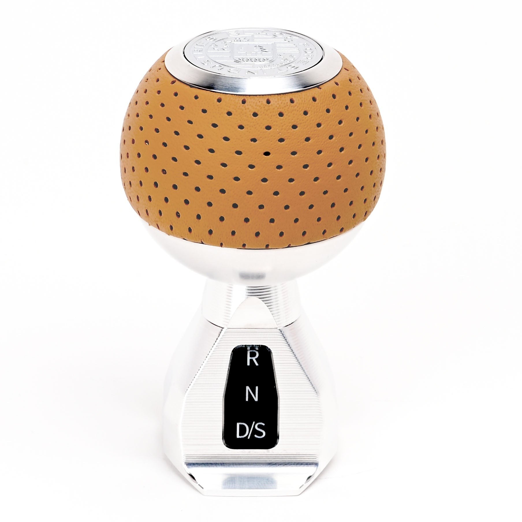 BFI GS2 Heavy Weight Shift Knob, Auto / DSG for Volkswagen Golf MK8 & Atlas Mk1 (2019–2026) - Nougat Brown Air Leather / Machined Finish